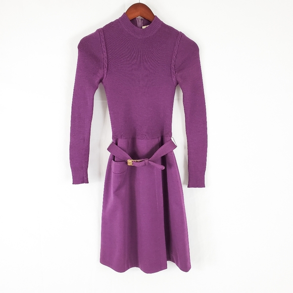 Vintage Alvin's Wool Dress Purple Size 8 - Picture 5 of 15